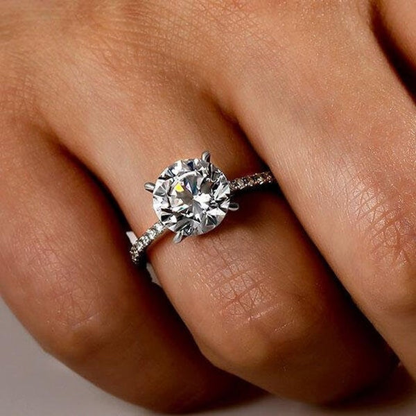 3pcs Gorgeous Round Cut Wedding Set In Sterling Silver shineofdiamond