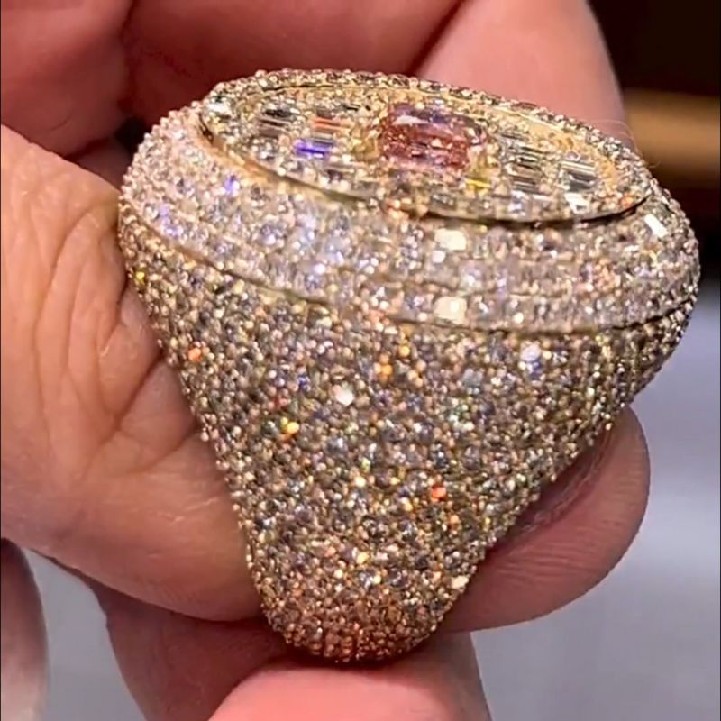 Pink and White Stone Luxury Handmade Rose Gold Ring Shineofdiamond