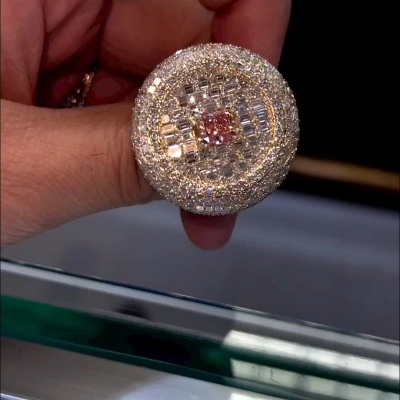 Pink and White Stone Luxury Handmade Rose Gold Ring Shineofdiamond