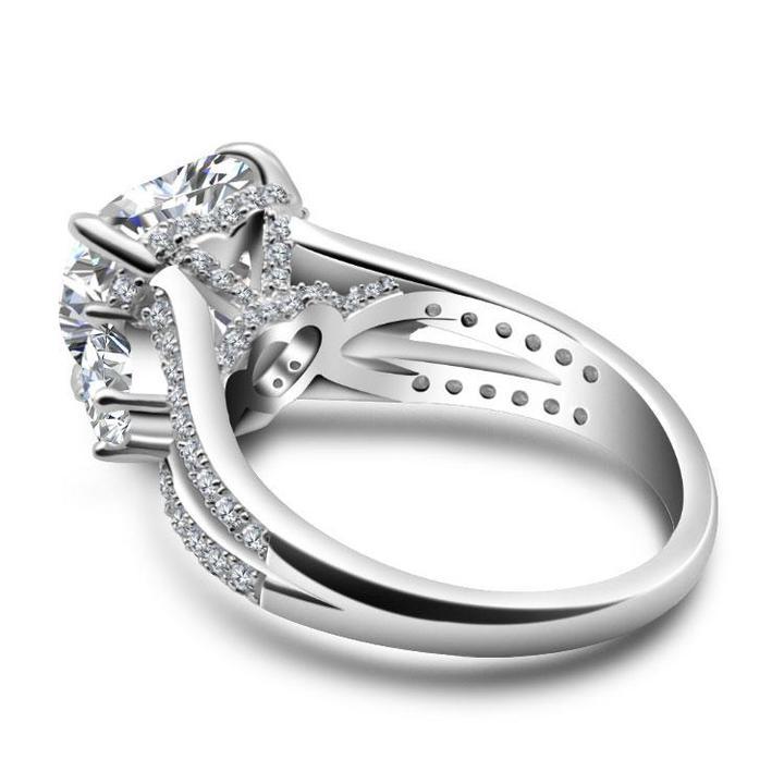 3 Stone Heart Cut Engagement Ring in Sterling Silver hot