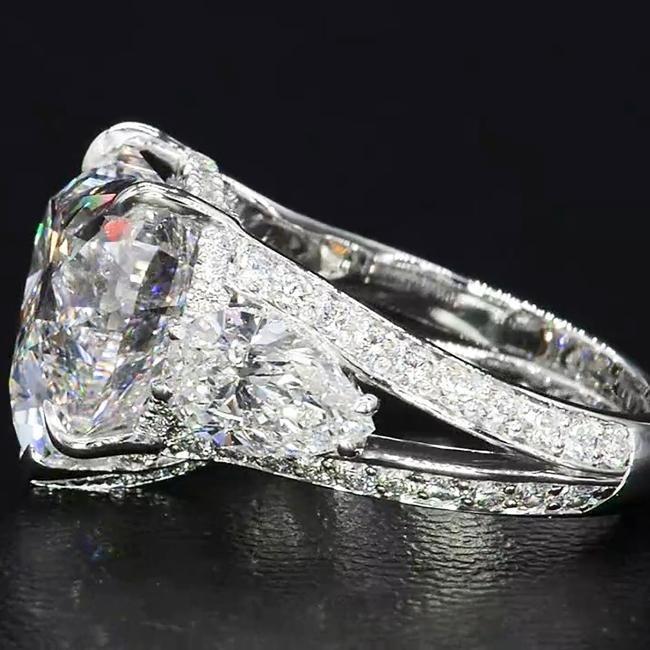 3 Stone Heart Cut Engagement Ring in Sterling Silver hot