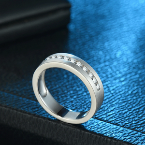 Men's Round Cut Wedding Band in Sterling Silver Shineofdiamond