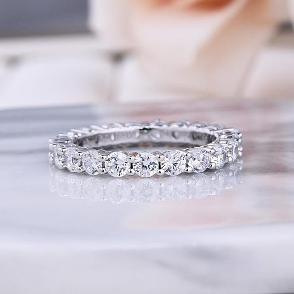 3pcs Gorgeous Round Cut Wedding Set In Sterling Silver shineofdiamond