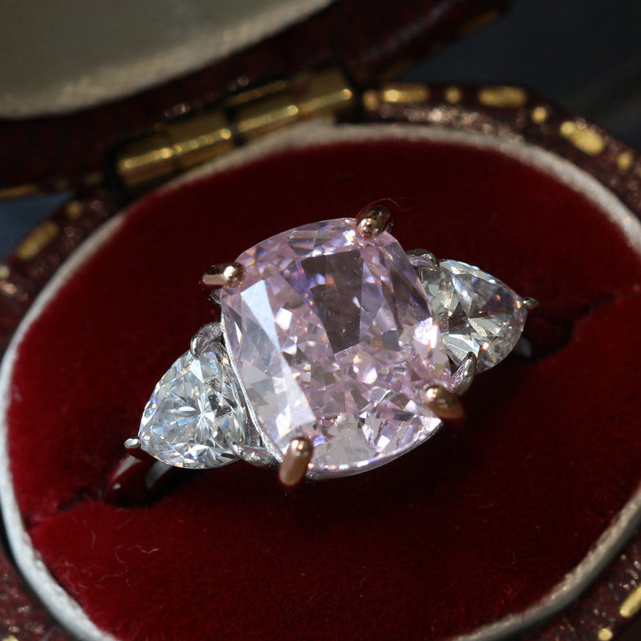 Pink Cushion Cut Engagement Ring Shine of Diamond