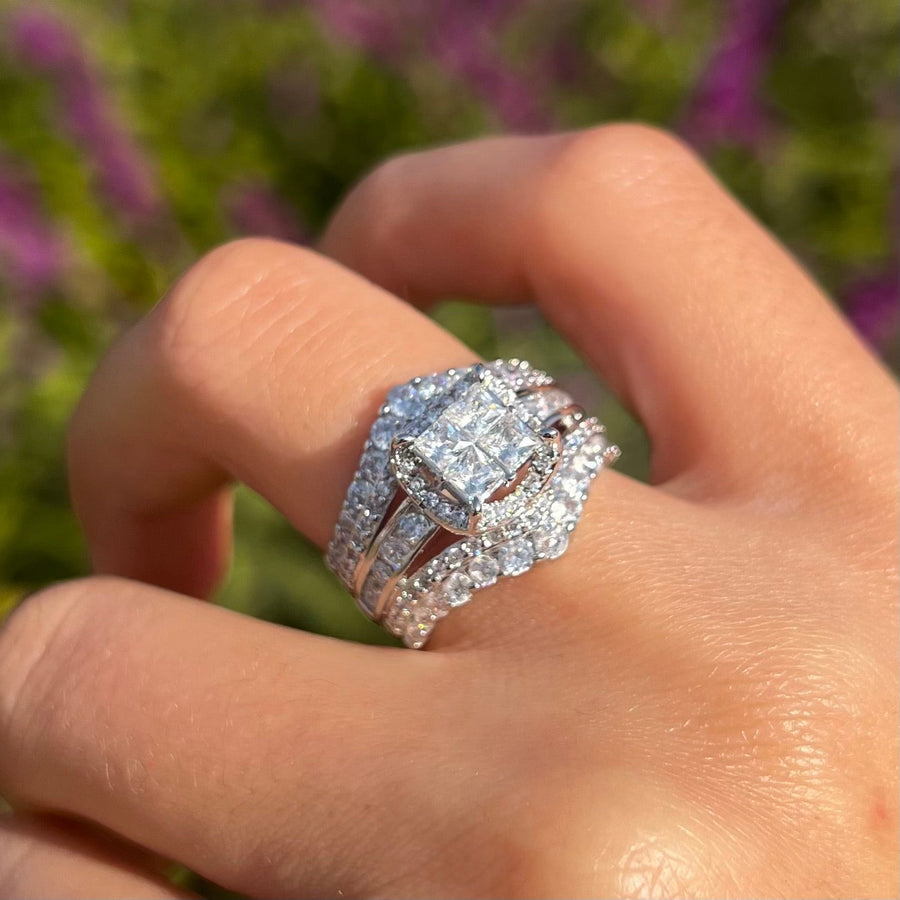 Exquisite Princess Cut Sterling Silver Party Engagement Ring For Women Shine of Diamond