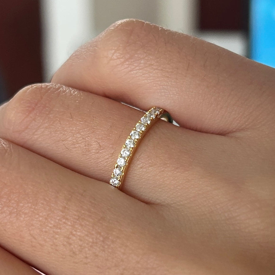 Size 9.0 |Golden Tone Multi-Color Eternity Band Stackable Ring shine of diamond