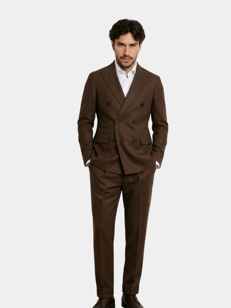 Dark Brown Garbadine Suit - CAAYWORLD CAAYWORLD