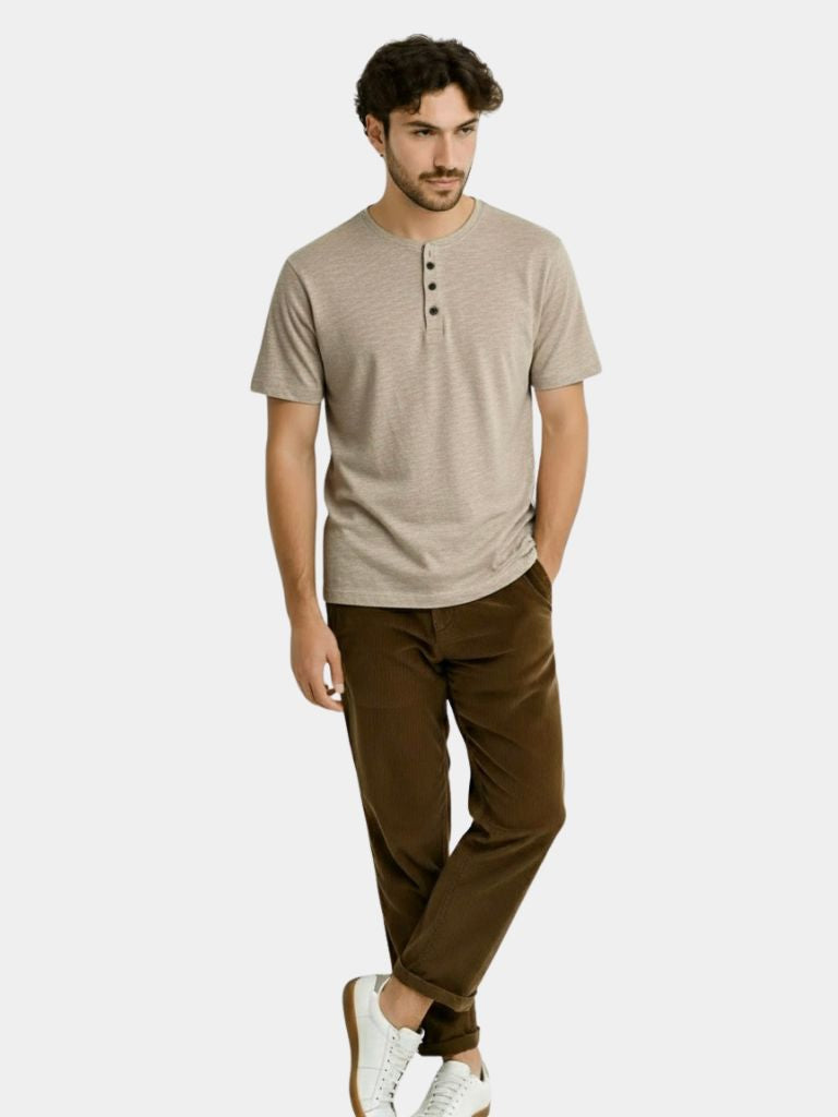 Essential Casual Henley Neck T-Shirt - CAAYWORLD CAAYWORLD