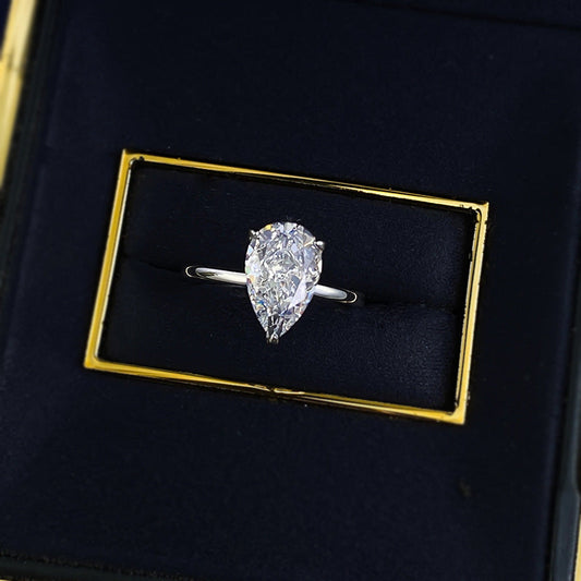 Gorgeous Pear Cut Sterling Silver Engagement Ring Shineofdiamond