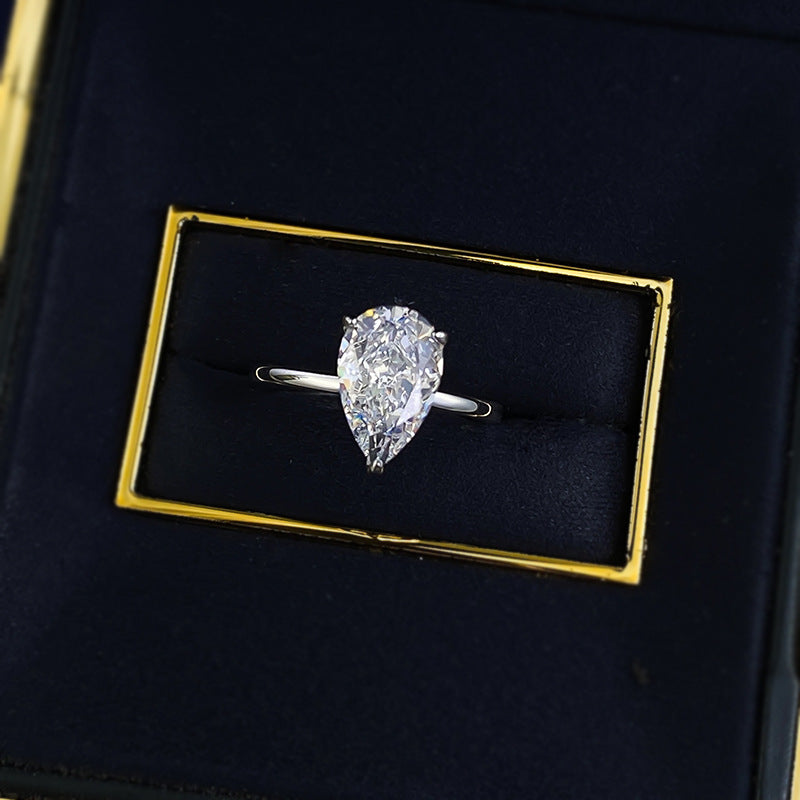 Gorgeous Pear Cut Sterling Silver Engagement Ring Shineofdiamond
