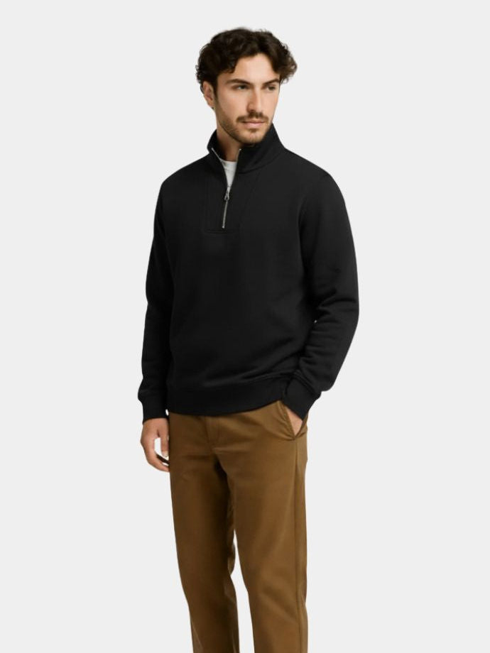 Zip Black Lapel Sports Sweatshirt - CAAYWORLD CAAYWORLD