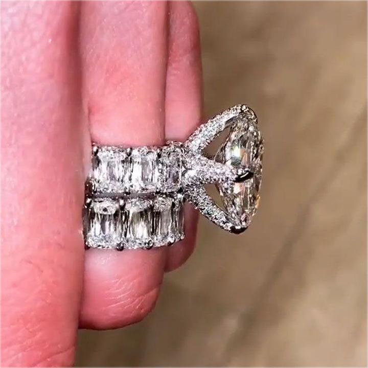 13.0ct Handmade Cushion Cut Eternity Sterling Silver Bridal Set Shineofdiamond