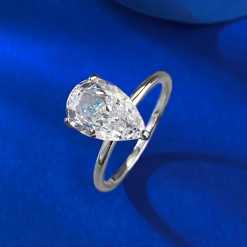 Gorgeous Pear Cut Sterling Silver Engagement Ring Shineofdiamond