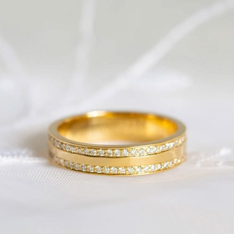 Classic 4mm Golden Tone Wedding Band In Sterling Silver Shineofdiamond