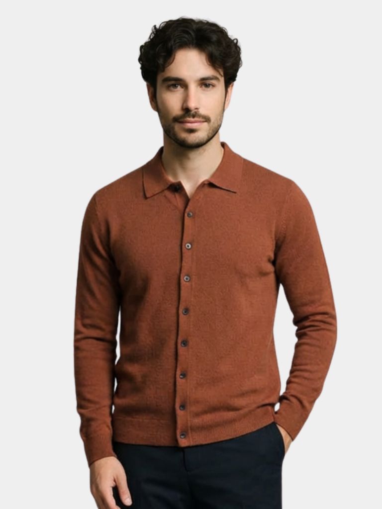 100% Cashmere Polo Cardigan - CAAYWORLD CAAYWORLD