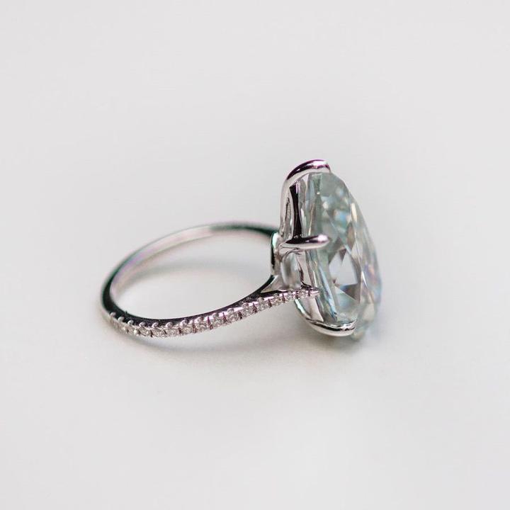 Pear Cut Sterling Silver Solitaire Engagement Ring shineofdiamond