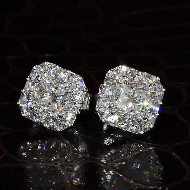 1.5Ct Princess Cut Paved Stud Earrings Shineofidamond