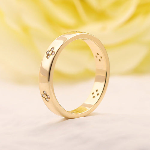 Golden Tone Art Carved Wedding Band shineofdiamond