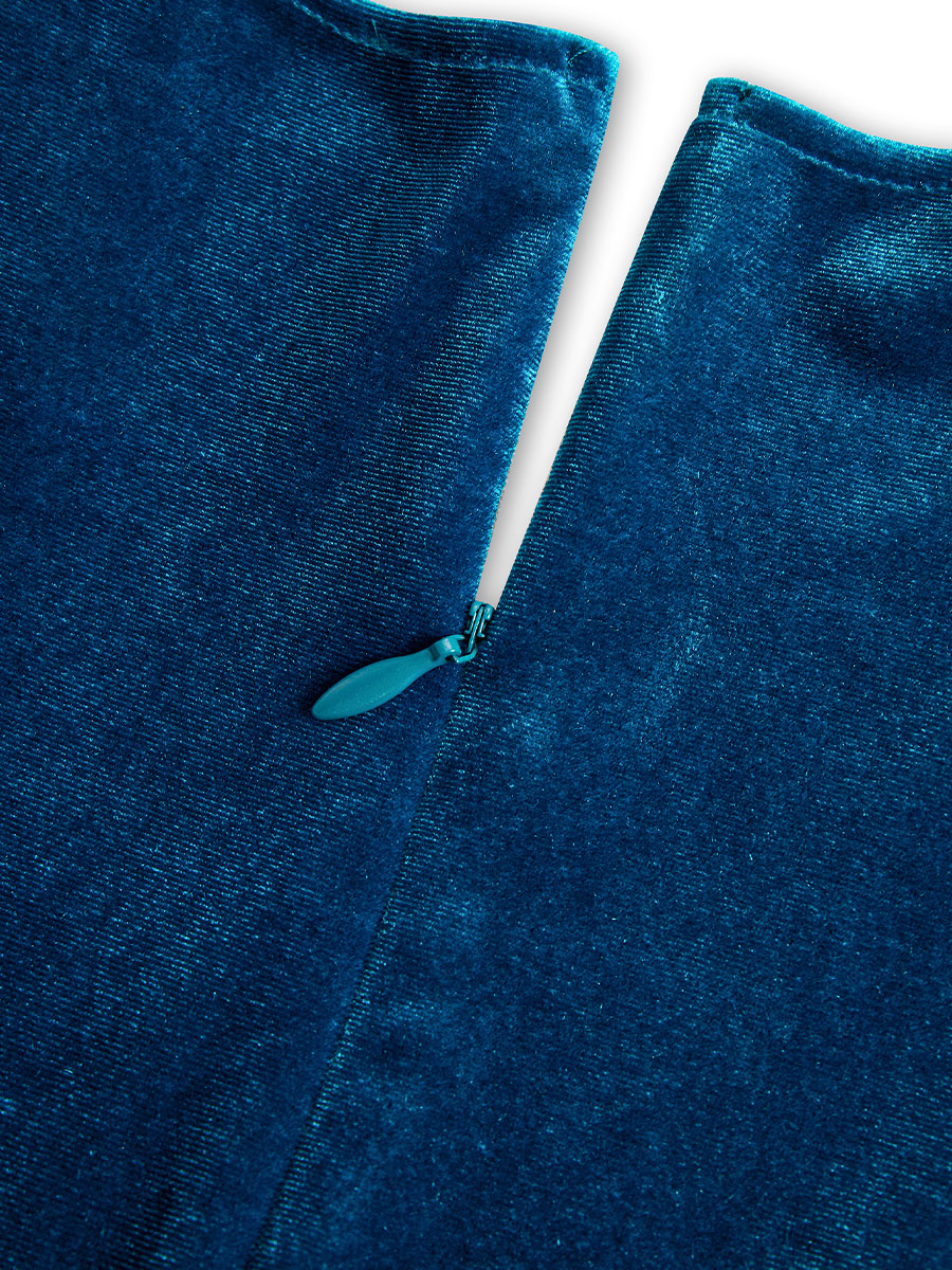 Elegant Midnight Blue Velvet Wrap Midi Dress SN