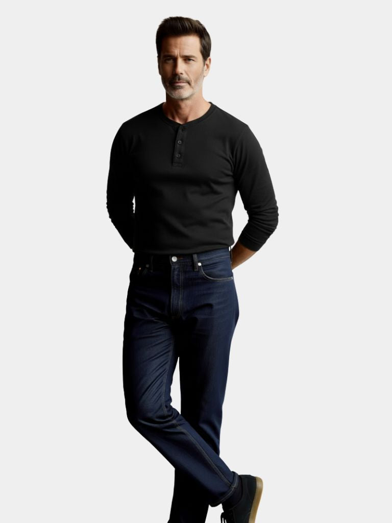Minimalist Henley Neck Long Sleeve T-Shirt - CAAYWORLD CAAYWORLD