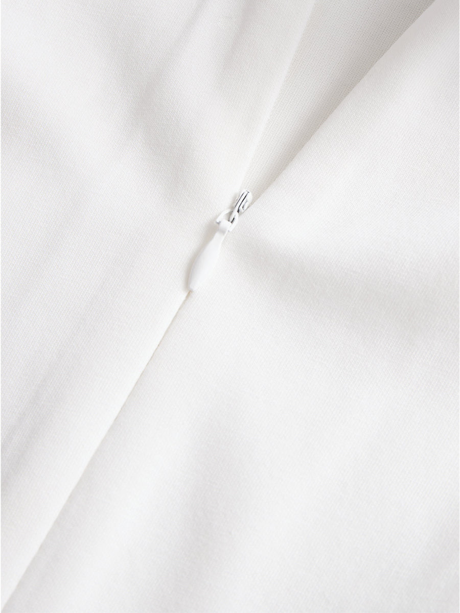 Stylish Double-Breasted White Dress with Navy Accents MLZ