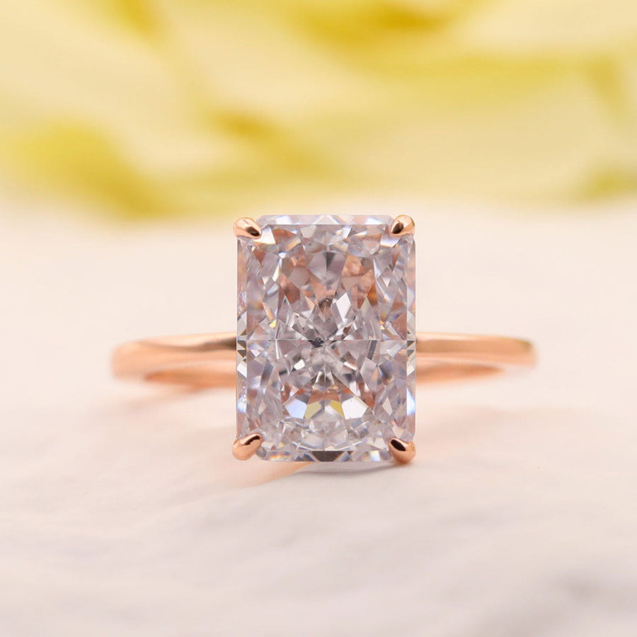 Stunning Radiant Cut Sterling Silver Bridal Set In Rose Golden Tone Shineofdiamond