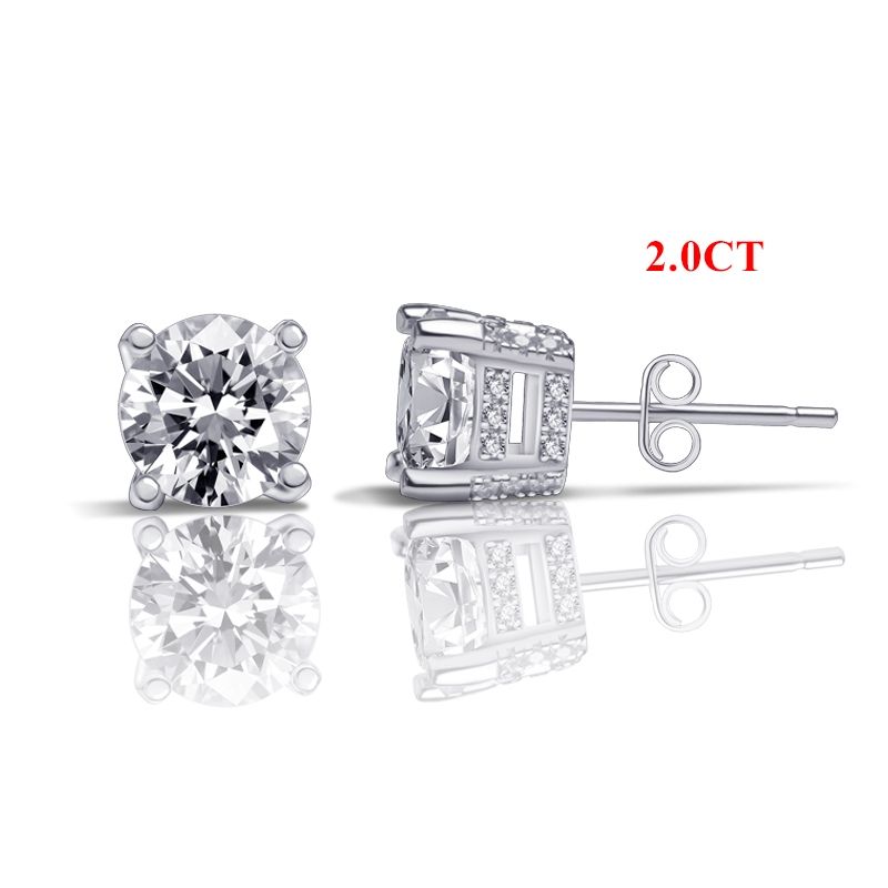 Round Cut 2.0ct Double Under Halo Diamond Stud Earrings shineofdiamond