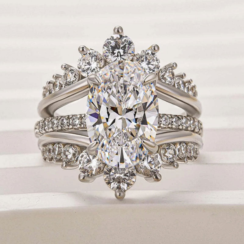 Stunning 2 PCS 4.0Ct Oval Cut Bridal Set Shine of Diamond