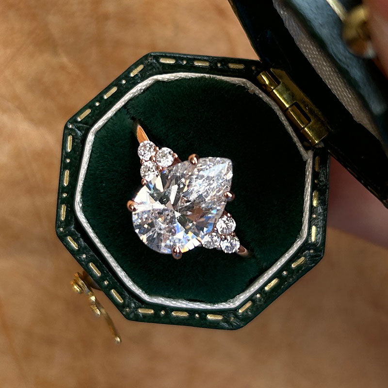 Pear Cut Moissanite Sterling Silver Engagement Ring In Golden Tone shineofdiamond