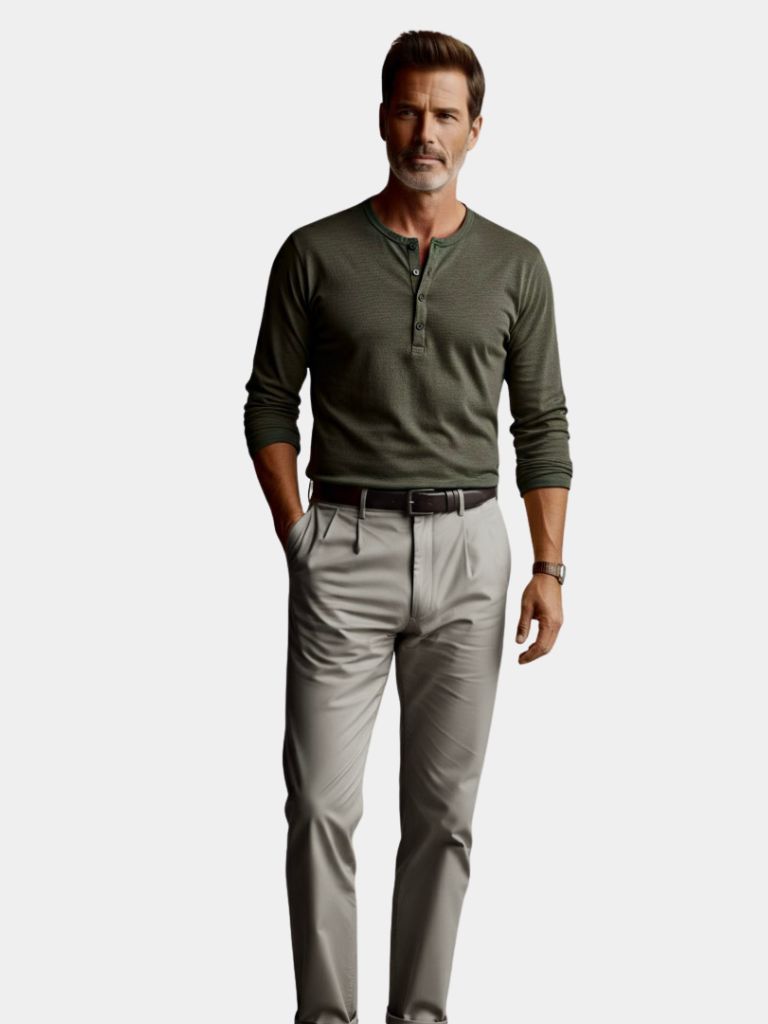 Henley Neck Long Sleeve T-Shirt - CAAYWORLD CAAYWORLD