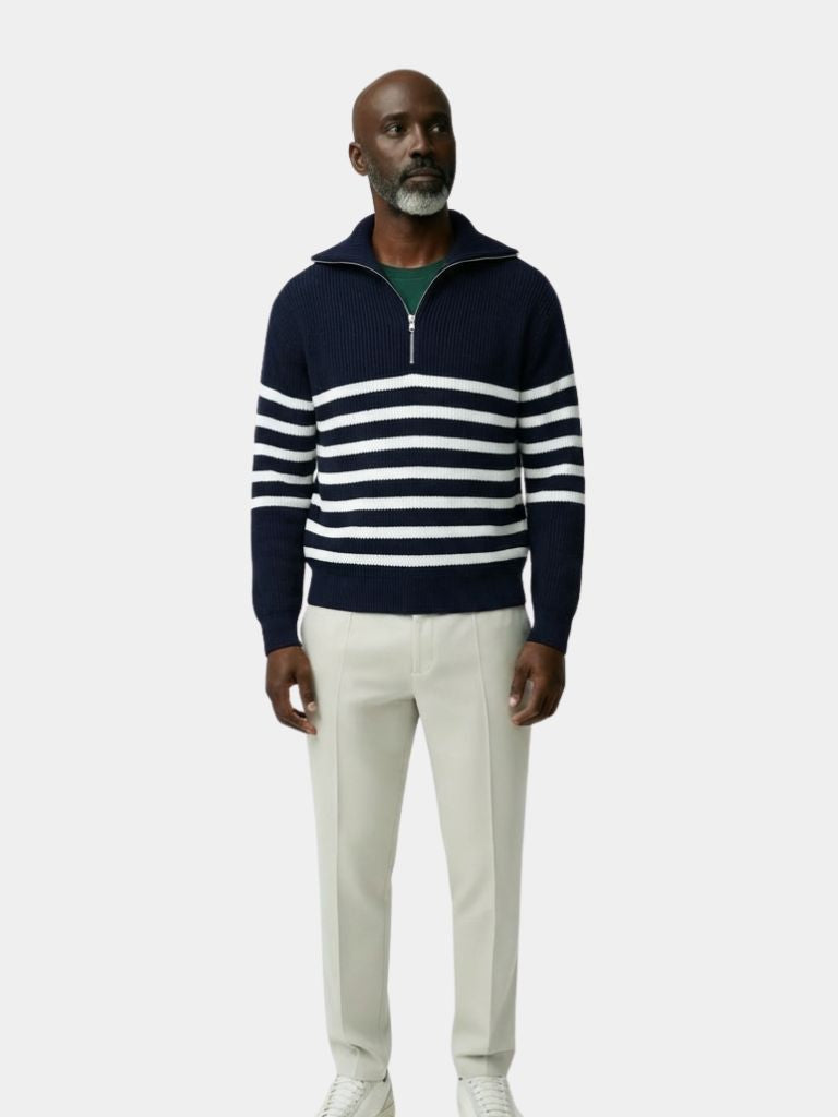 Casual Striped Zip Up Sweater - CAAYWORLD CAAYWORLD
