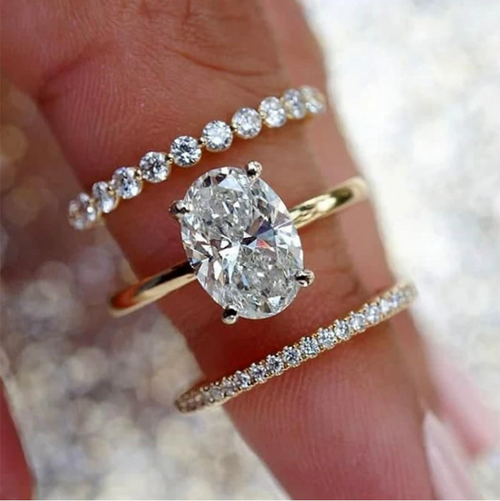 Classic 4 Prong Oval Cut Bridal Set In Sterling Silver Shineofidamond