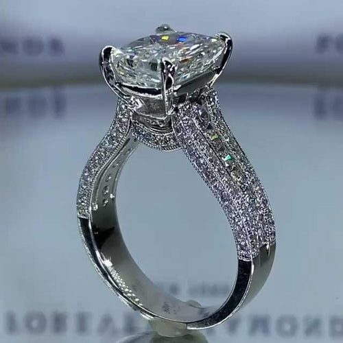 4.0 CT Radiant Cut Sterling Silver Engagement Ring Shineofdiamond