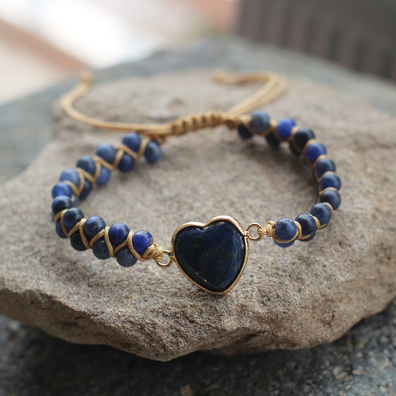Bohemian Multi-Stone Woven Bracelet – Adjustable Natural Gemstone Shine of Diamond