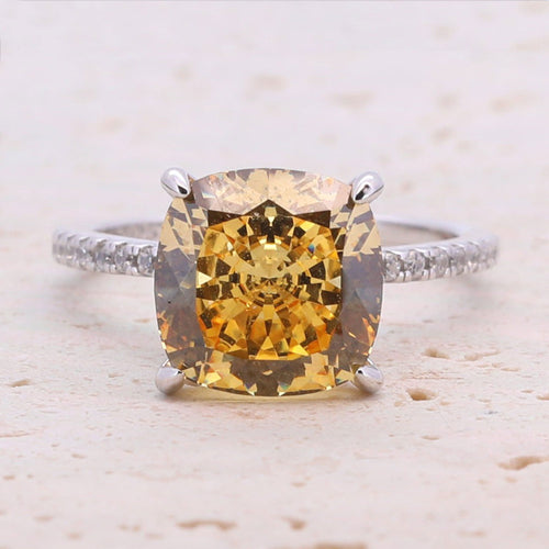 5.0CT Cushion Cut Sterling Silver Engagement Ring with Double Halo(Multi Color Available) shine of diamond