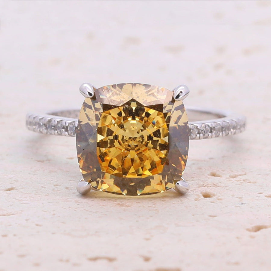 5.0CT Cushion Cut Sterling Silver Engagement Ring with Double Halo(Multi Color Available) shine of diamond