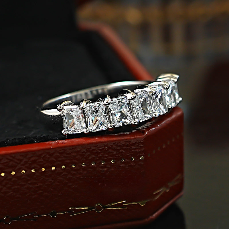Sparkling Ice Cut Half Eternity Sterling Silver Band Carly Jewelry
