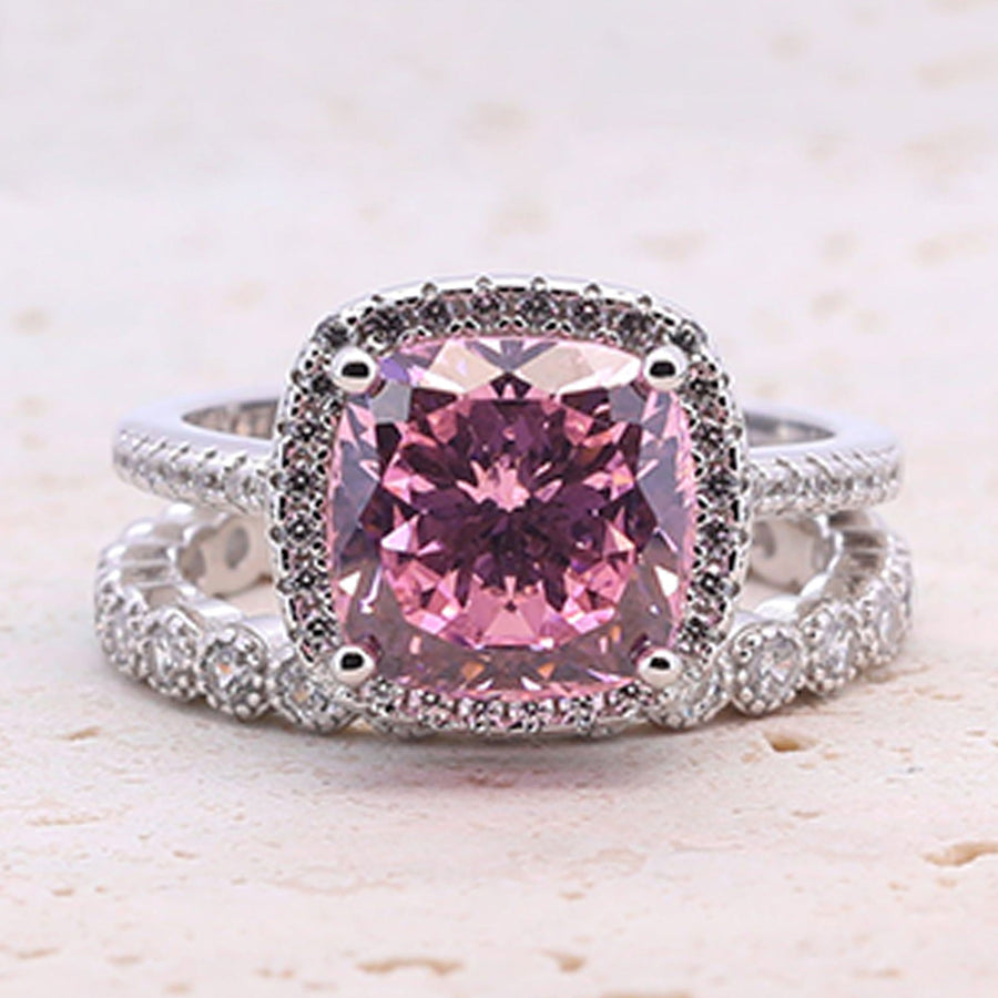 3.5ct Cushion Cut Halo Multi Color Sterling Silver Bridal Set shine of diamond