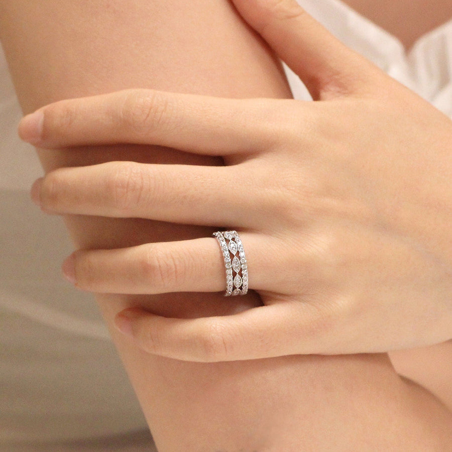 3PCS Mixed Stackable Eternity Wedding Band Ring Set shineofdiamond