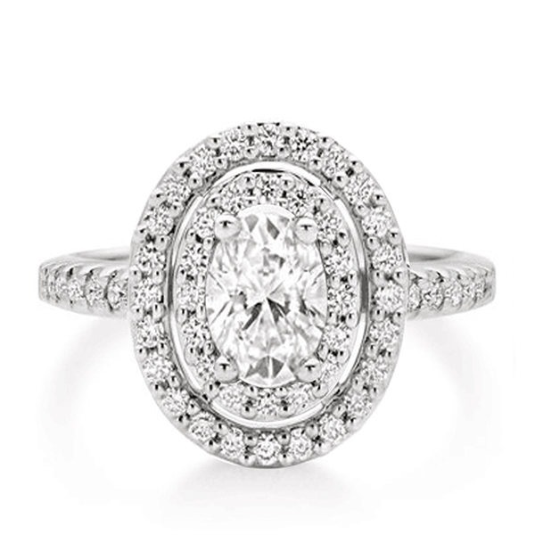 3.0ct Hollow Double Halo Oval Cut Engagement Ring Shineofidamond
