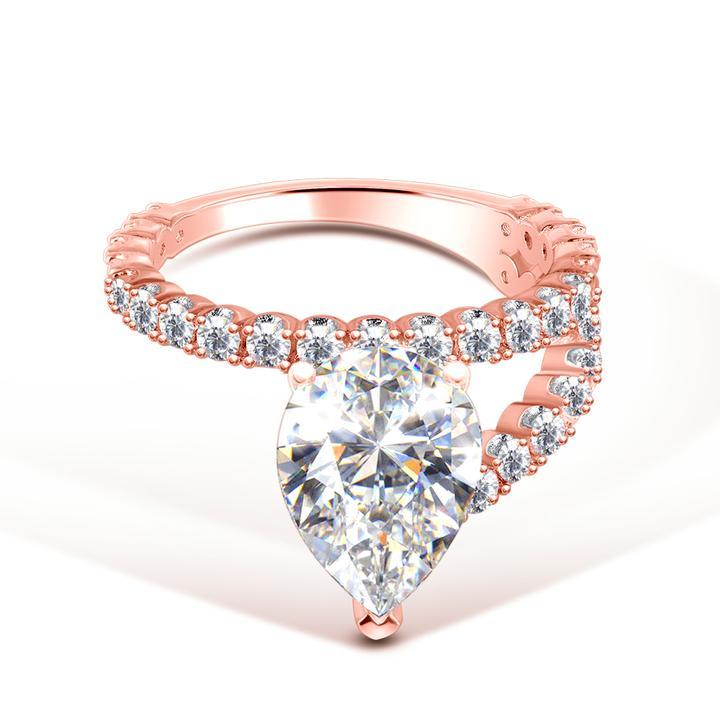 Pear Cut Asymmetry Sterling Silver Engagement Ring Shineofidamond