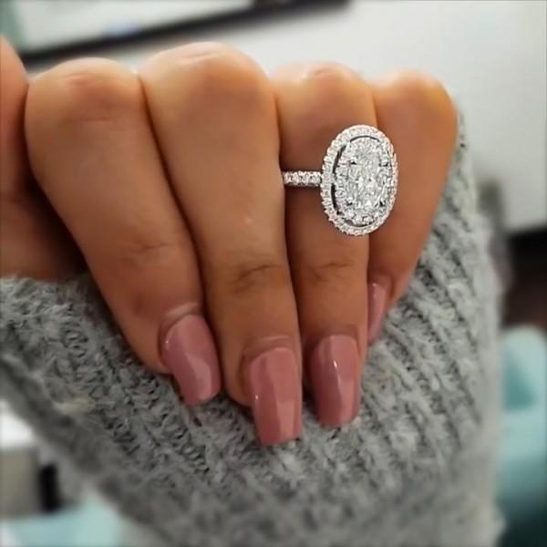 3.0ct Hollow Double Halo Oval Cut Engagement Ring Shineofidamond
