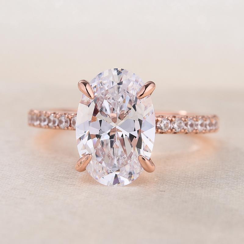 Rose Golden Tone Classic Oval Cut Sterling Silver Bridal Set shineofdiamond