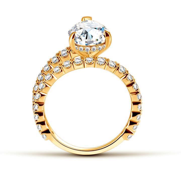 Pear Cut Asymmetry Sterling Silver Engagement Ring Shineofidamond