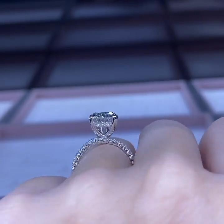 Pear Cut Asymmetry Sterling Silver Engagement Ring Shineofidamond
