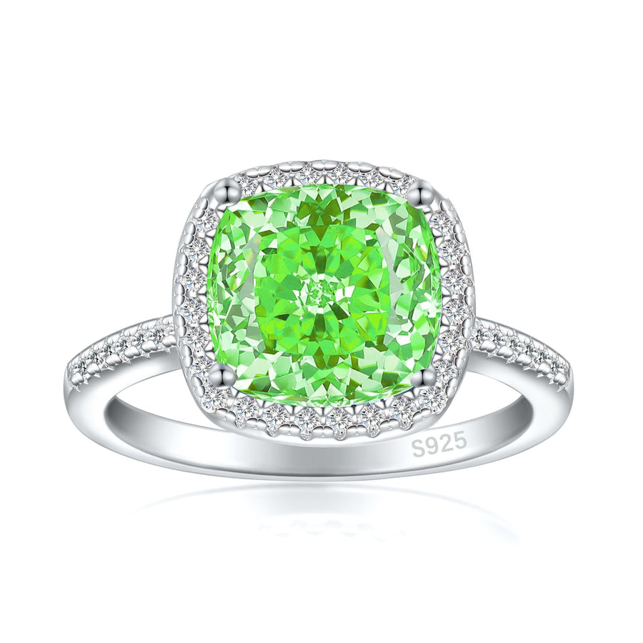 3.5ct Cushion Cut Halo Multi Color Sterling Silver Engagement Ring shine of diamond