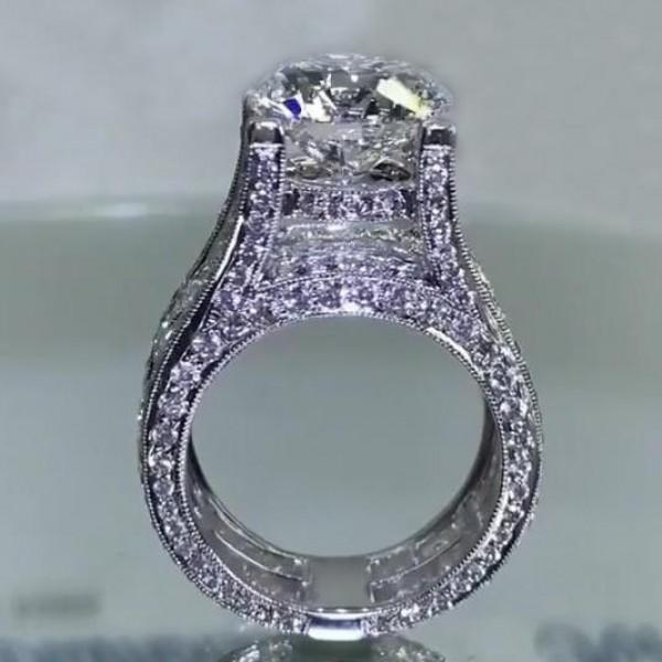 Sparkling ”Surround Me" Sterling Silver Engagement Ring Shineofdiamond