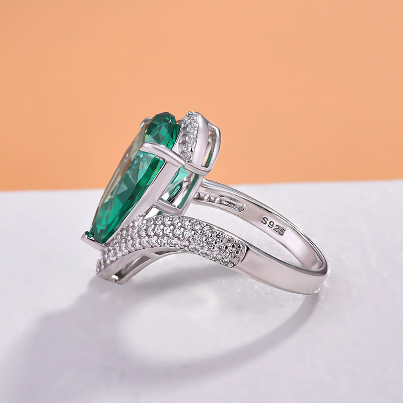 Paraiba Tourmaline Pear Cut Twisted Band Sterling Silver Engagement Ring Shineofdiamond