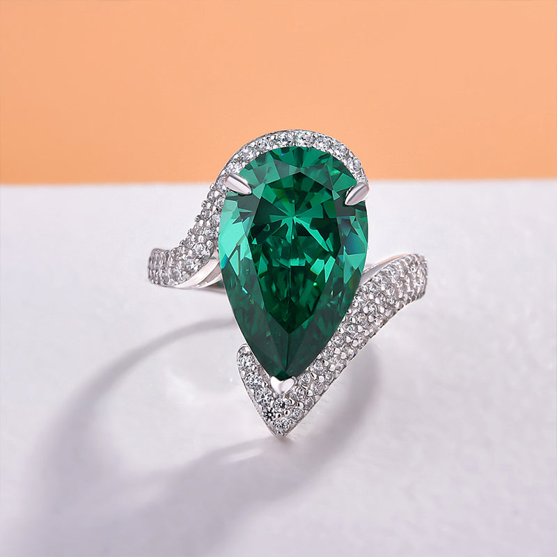 Paraiba Tourmaline Pear Cut Twisted Band Sterling Silver Engagement Ring Shineofdiamond
