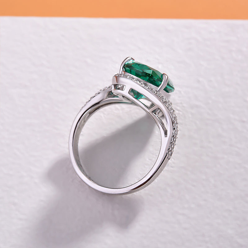 Paraiba Tourmaline Pear Cut Twisted Band Sterling Silver Engagement Ring Shineofdiamond